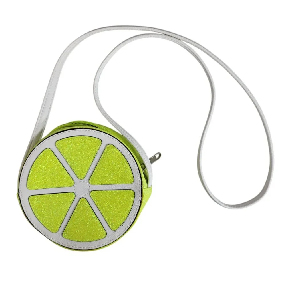 Target Lime Citrus Slice Crossbody Bag Green Glitter Round White Strap 2016